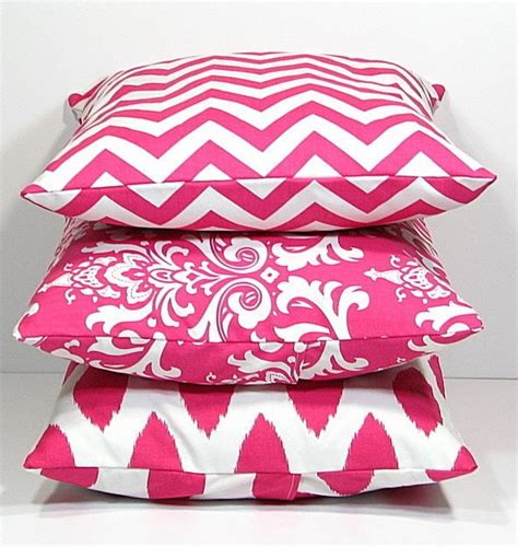 Hot Pink Pillows Decorative Pillows Trio By Littlepeepshomedecor