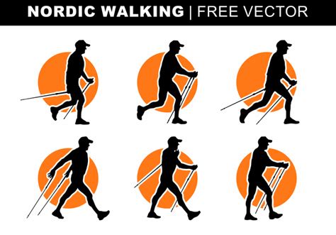 Nordic Walking Silhouettes Free Vector 141409 Vector Art At Vecteezy