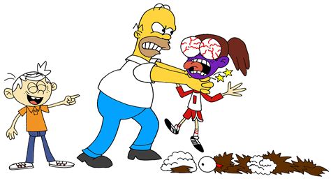The Loud Booru Post 10793 Abuse Artist Rodan5693 Character Homer Simpson Character Lincoln