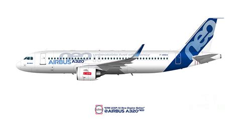 Illustration Of Airbus A320 Neo F Wnew Digital Art By Steve H Clark