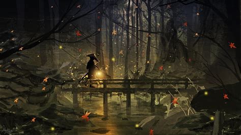 Dark Anime Forest Background
