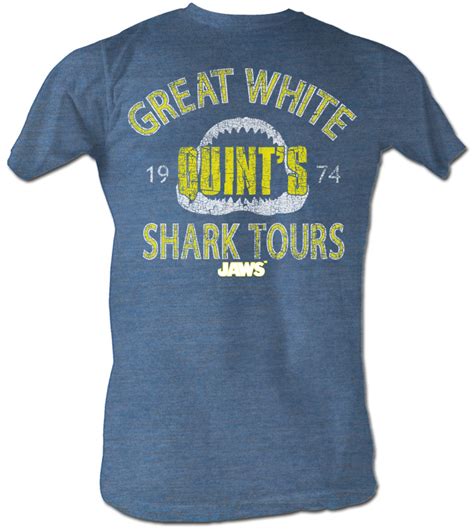 Jaws T Shirt Movie Shark Shark Tour Adult Blue Heather Tee Shirt Jaws