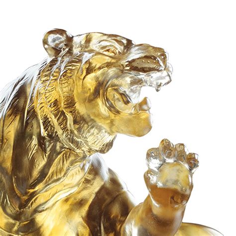 Tiger Crystal Animal Sculpture Figurines Liuli Crystal Art
