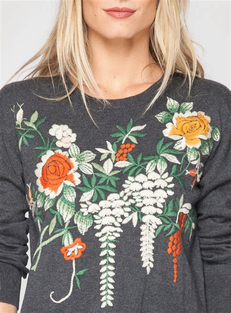 Pullover Embroidered Sweater Multi Embroidery Fashion Vintage