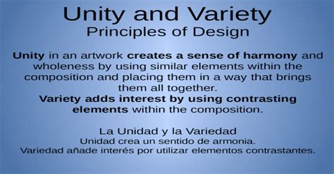 Unity And Variety Principles Of Design Unity In An Artwork Creates A