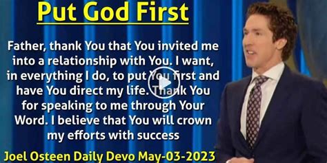 Joel Osteen May 03 2023 Daily Devotional Put God First