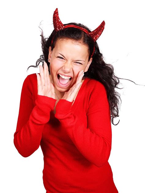 Costume Screaming Demon Devil Evil Female Girl Halloween Hell