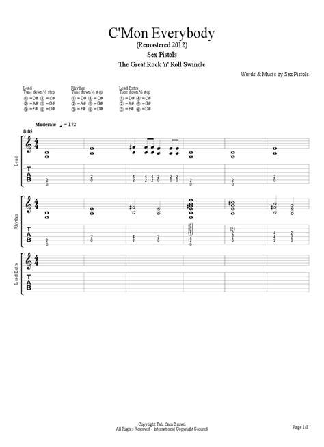 Cmon Everybody 2012 Chords And Tabs Sex Pistols