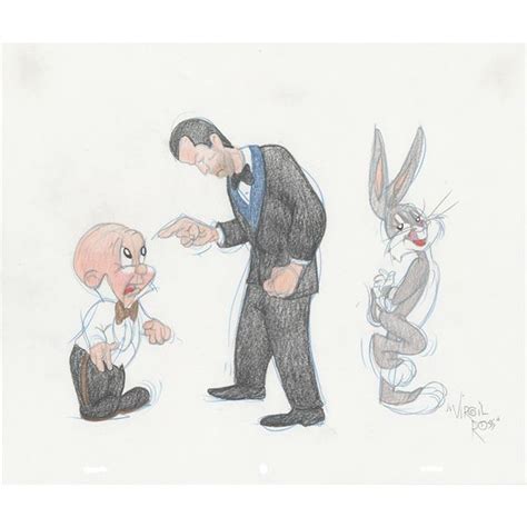 Bugs Bunny Humphrey Bogart And Elmer Fudd Original Drawing By Virgil Ross