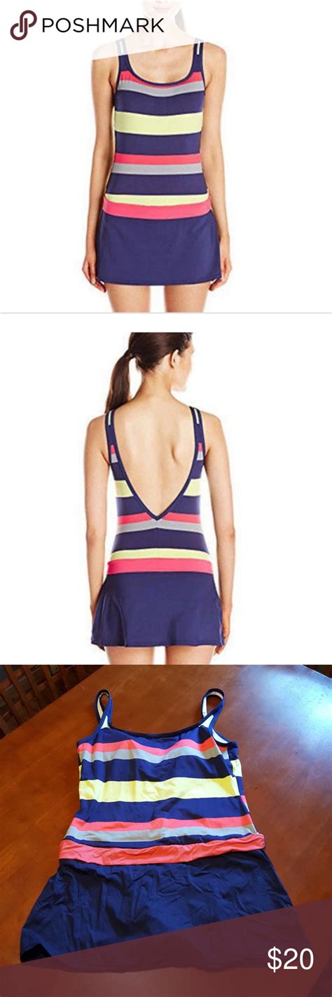 Jag Womens Newport Stripe Skirted One Piece Swim Skirted Swimsuit