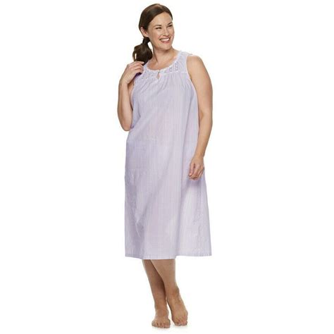 New Croft And Barrow Lace Trim Nightgown Striped Plus Size 4x Croftbarrow Nightgown Nightgowns