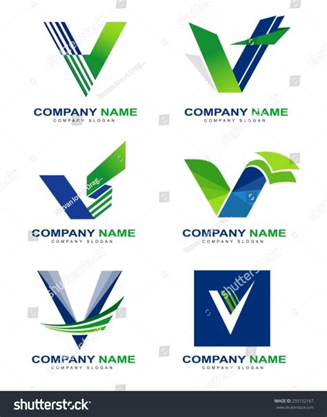Letter V Logo Design Set Creative Stock Vector 255152167