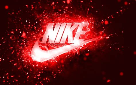Download Wallpapers Nike Red Logo 4k Red Neon Lights Creative Red