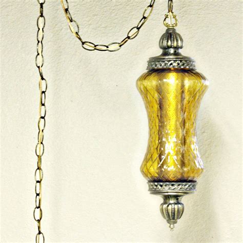 Vintage Hanging Light Hanging Lamp Swag Lamp Clear Globe Spool