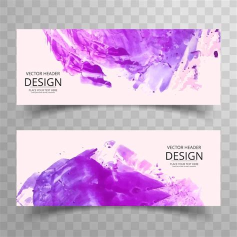 Premium Vector Purple Modern Watercolor Banners