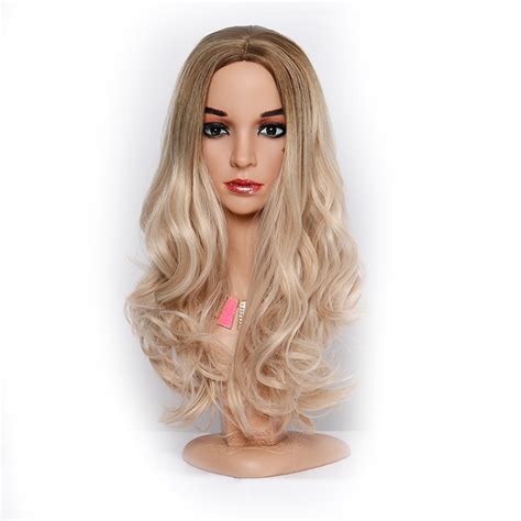 long wavy wig ombre blonde full synthetic hair wigs for women heat resistant 22 ebay