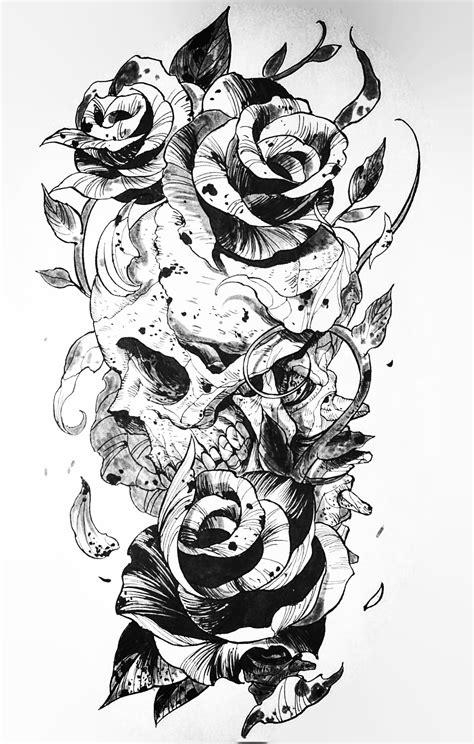 Skull And Roses Skull Tattoo Design Skull Tattoo Flowers Skull Rose