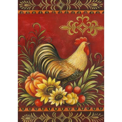Fall Rooster Garden Flag Rooster Art Rooster Rooster Garden
