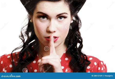 Girl Finger Near Mouth Silence Gesture Stock Image Image Of Face Gesture 28613169