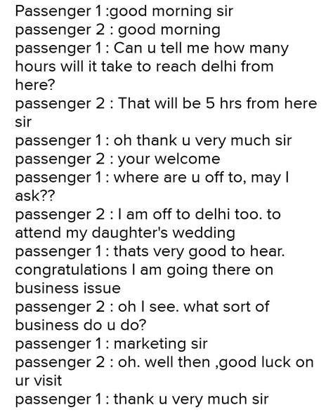 Conversation Between Two Strangers In A Train Write As Much As Dialogues You Can