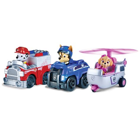 Buy Paw Patrol Paw Patrol Racers 3 Pack Vehicle Set Rescue Marshall Chase And Skye Online At