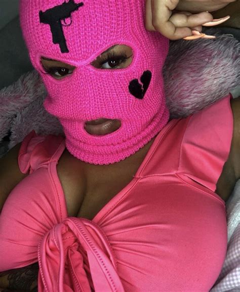 Perfect for photoshoots & baddies! 🖤 Gangster Girl Baddie Pink Ski Mask Aesthetic - 2021