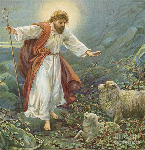 Jesus Christ The Tender Shepherd Painting By Ambrose Dudley