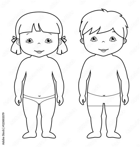 Vector Coloring Page Of Cute Baby Boy And Girl Stock Vector Adobe Stock
