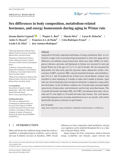Pdf Sex Differences In Body Composition Metabolism Related Hormones Hot Sex Picture
