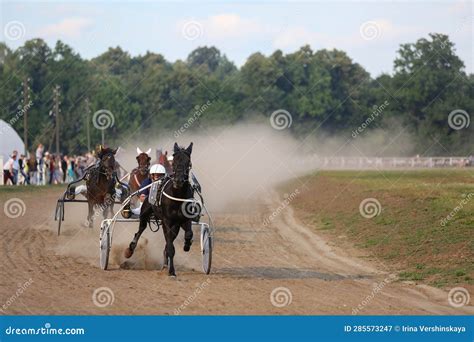 Horses And Riders Running At Horse Races Stock Image Image Of People