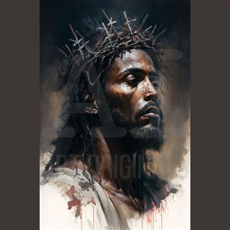 African American Black Jesus Portrait Printable Wall Art Etsy