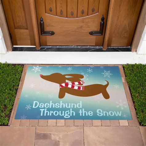 Dachshund Through The Snow Doormat Door Mat Zazzle