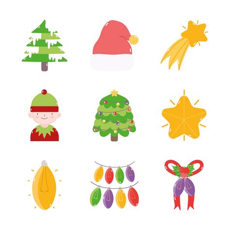 Christmas Decoration Icon Collection 1370064 Vector Art At Vecteezy