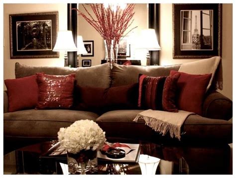 Brown red cream living room centerfieldbar com. My Living Room decorated at Christmas. Love the sparkly ...
