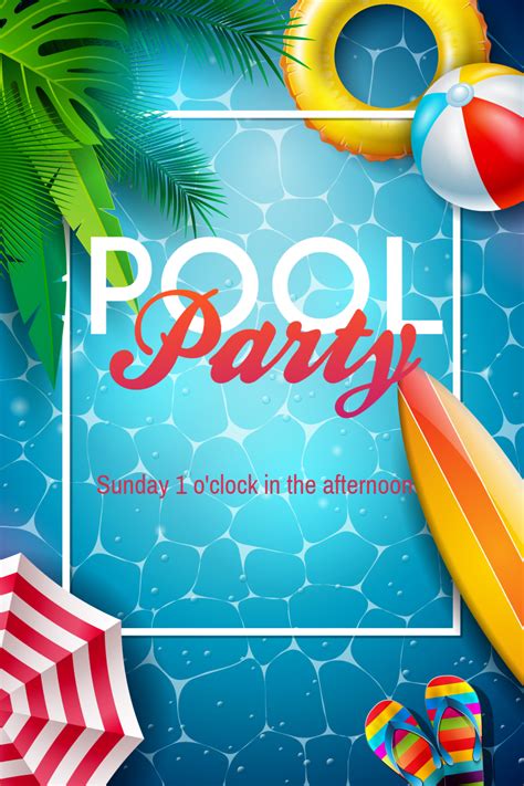 Pool Party Invitations Template