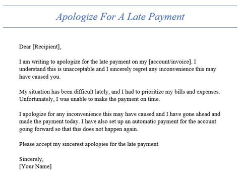 Apologize For A Late Payment Business Letter