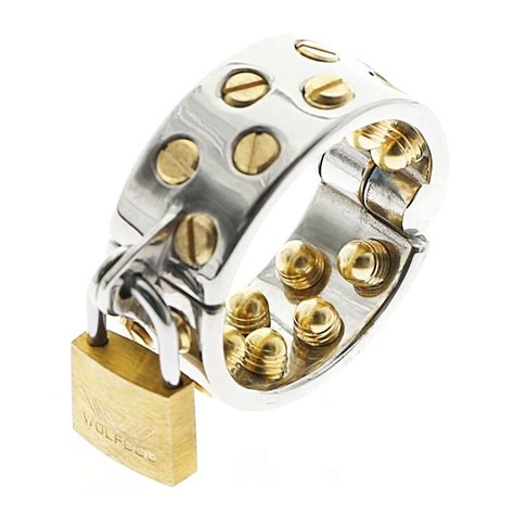 Kali S Teeth 2 Rows Gold Ring Scrotum Pendant Male Chastity Device