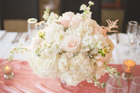 Hydrangea Rose And Stock Flower Centerpieces