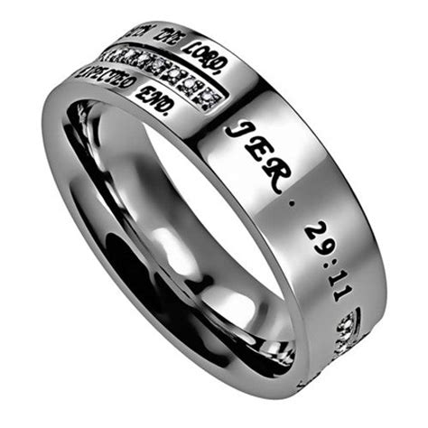 Jeremiah 2911 Purity Side Cross Ring With Engraved Bible Verse And Cz