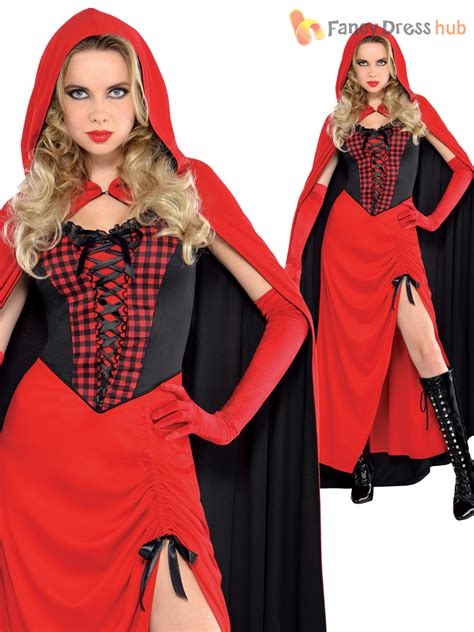 Women's Gothic Little Red Riding Hood Costume Halloween Fancy Dress - Adult Sexy Little Red Riding Hood Fancy Dress Costume Fairytale Ladies