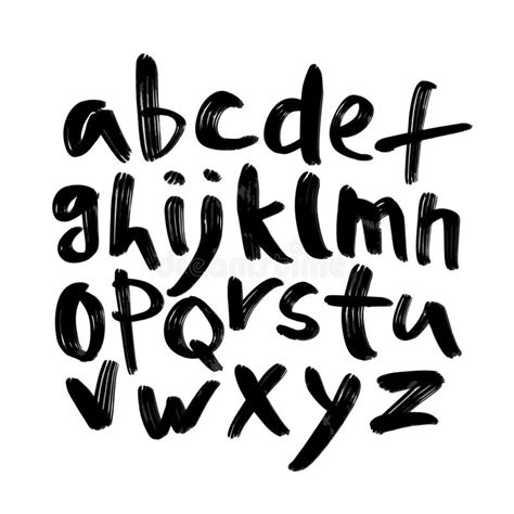 Alphabet Lettersblack Handwritten Font Drawn With Liquid Ink And Brush
