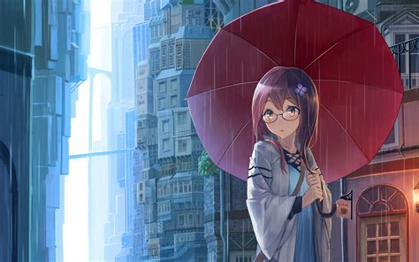 Anime Girl With Umbrellas In Rain Wallpapers 1680x1050 1466767