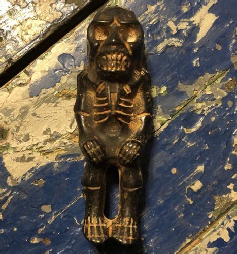 Pre Columbian Carved Artifact Man Skeleton Stone Rare Native American