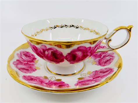 Pink Roses Tea Cup And Saucer By Shafford Vintage Hand Etsy Canada Tea Cups Rose Tea Cup