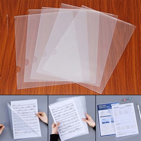 5pcs Reuseable Plastic Clear A4 Paper Document File Folder Holder New