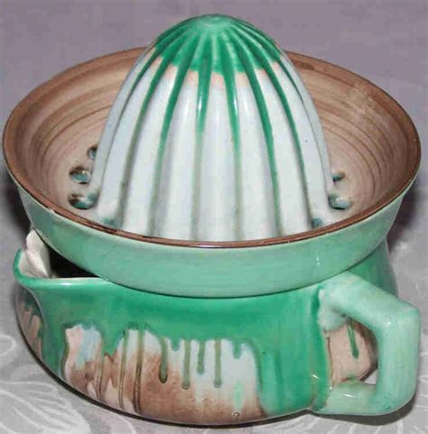 Shelley Drip Glaze Juicer Squeezer Reamer Dripping Green And Brown