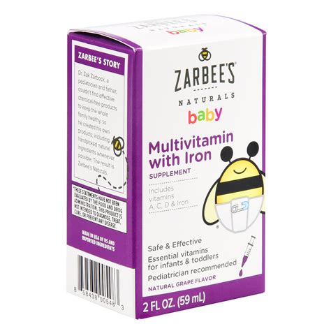 Zarbeeâ S Naturals Baby Multivitamin With Iron Supplement 20 Fl Oz
