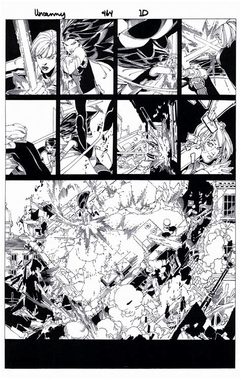 Uncanny X Men Page Original Art Featuring Psylocke Vs Marvel Girl By Chris Bachalo In