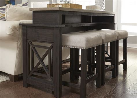 I use benjamin moore revere pewter for the legs, it is a stunning greige. Liberty Heatherbrook Charcoal Console Bar Table ...