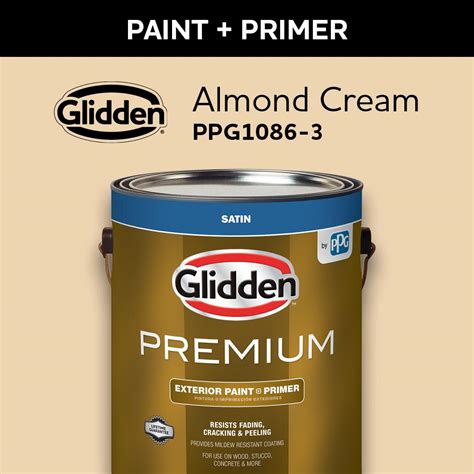 Glidden Premium 1 Gal Ppg1086 3 Almond Cream Satin Exterior Latex
